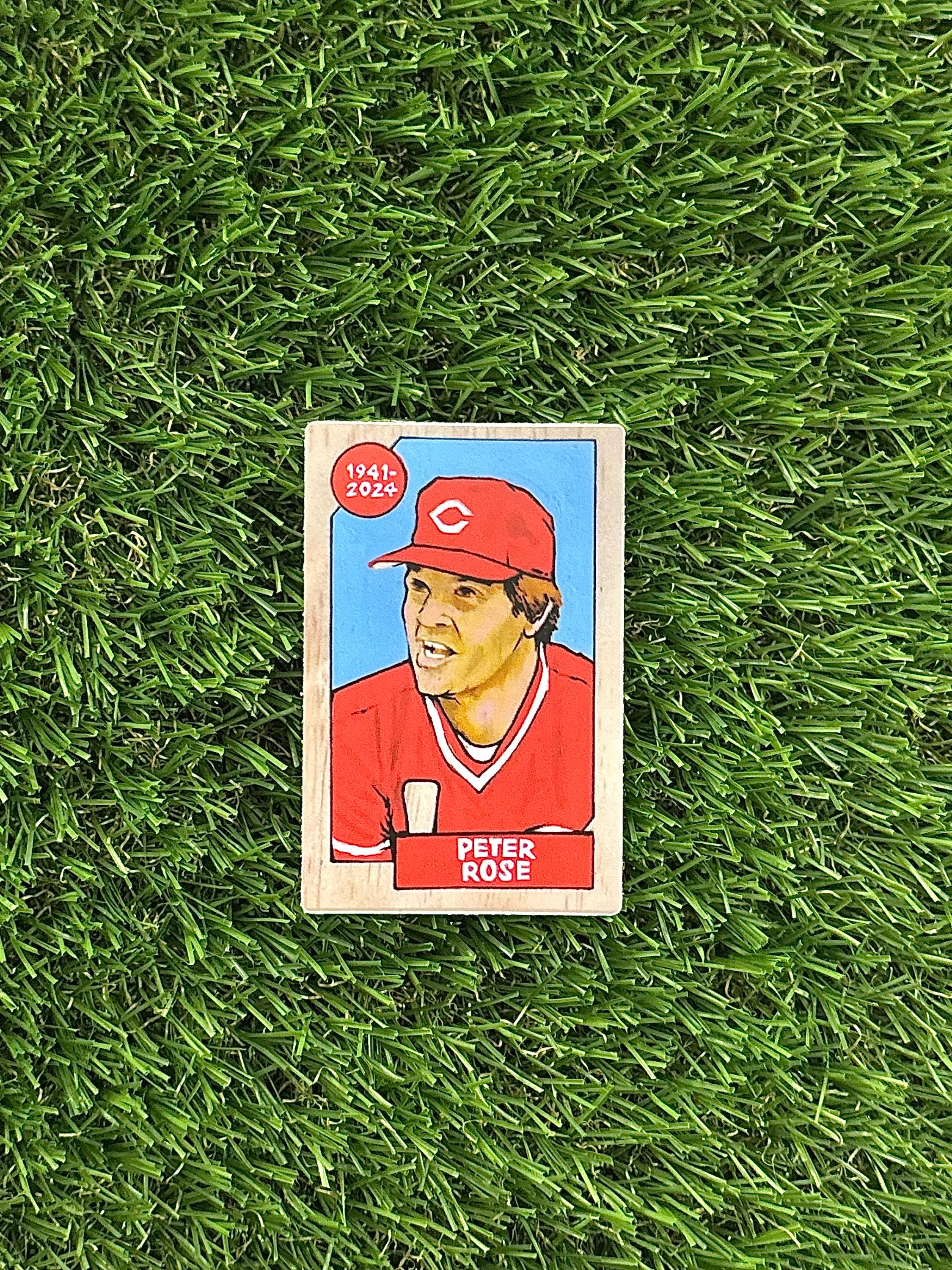 Pete Rose Mini Sticker Card (2 x 3 inch) artwork based on 1987 Topps Set