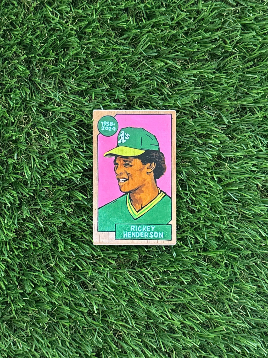 Rickey Henderson Mini Sticker Collectors Card (2 x 3 inch)