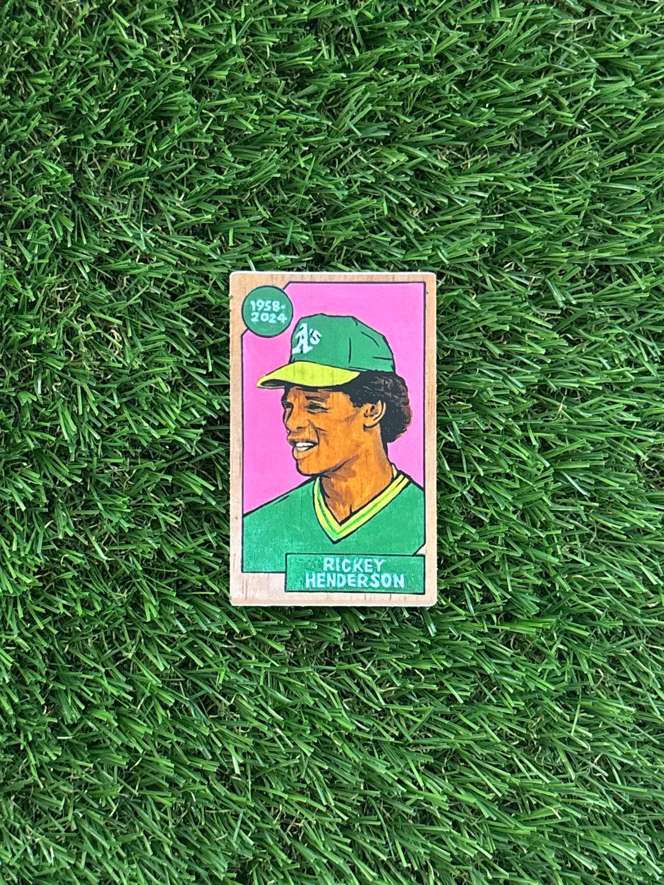 Rickey Henderson Mini Sticker Collectors Card (2 x 3 inch)