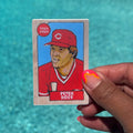 Pete Rose Mini Sticker Card (2 x 3 inch) artwork based on 1987 Topps Set