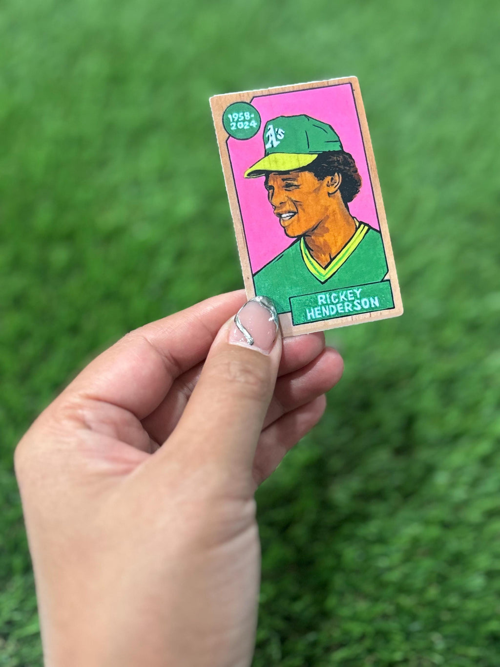 Rickey Henderson Mini Sticker Collectors Card (2 x 3 inch)